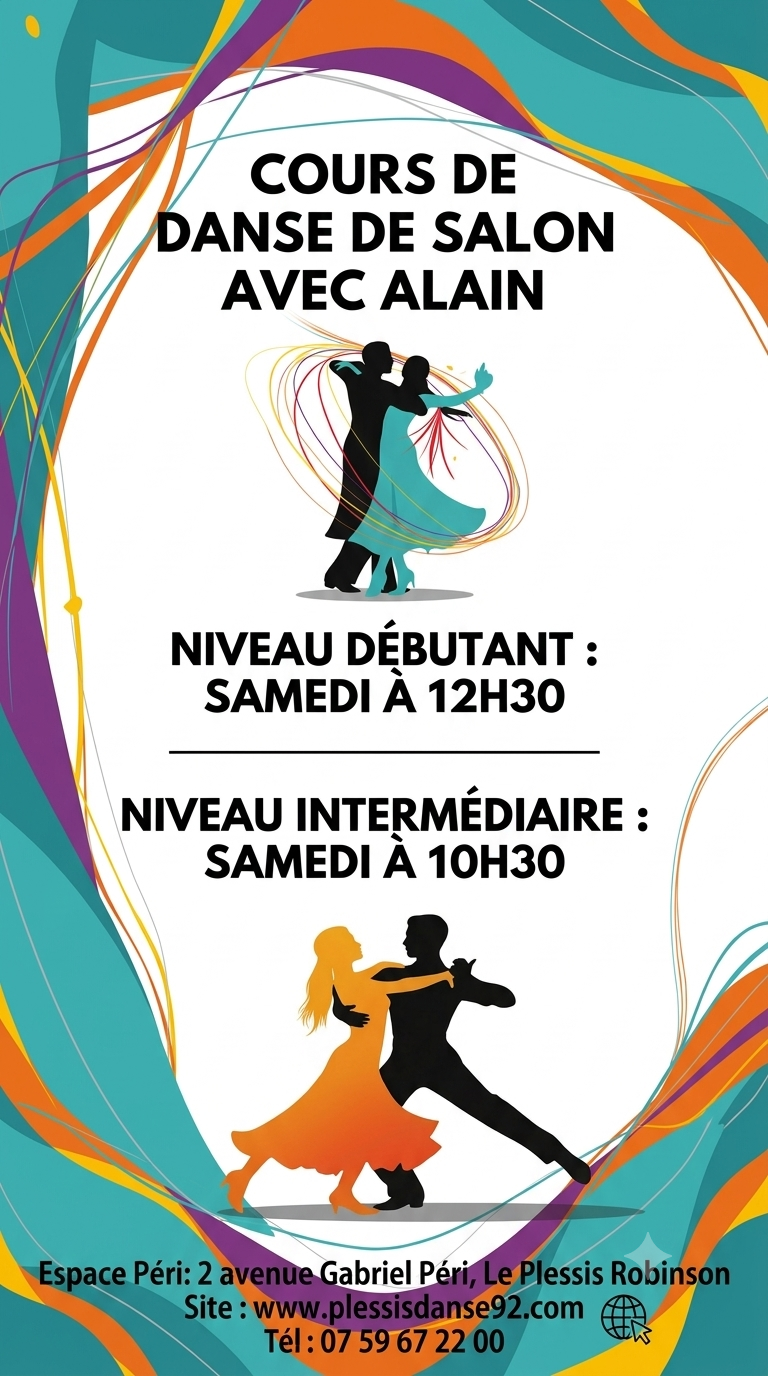 Affiche danses de salon 2026 portrait avec silhouettes