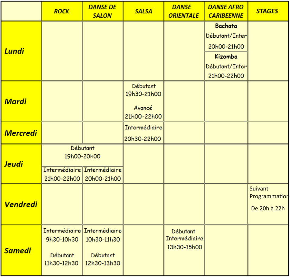 Horaires 2022