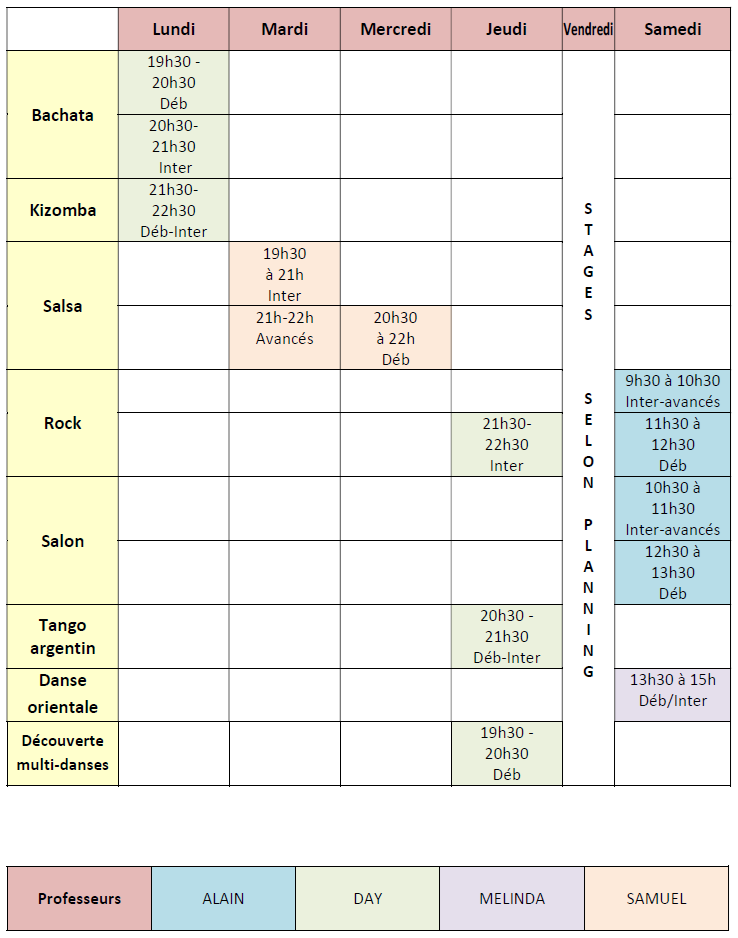 Horaires 2024